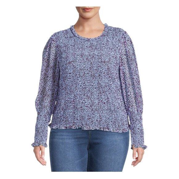 Terra & Sky Women's Plus Size Long Sleeve Smocked Top SZ 1X - Picture 2 of 5